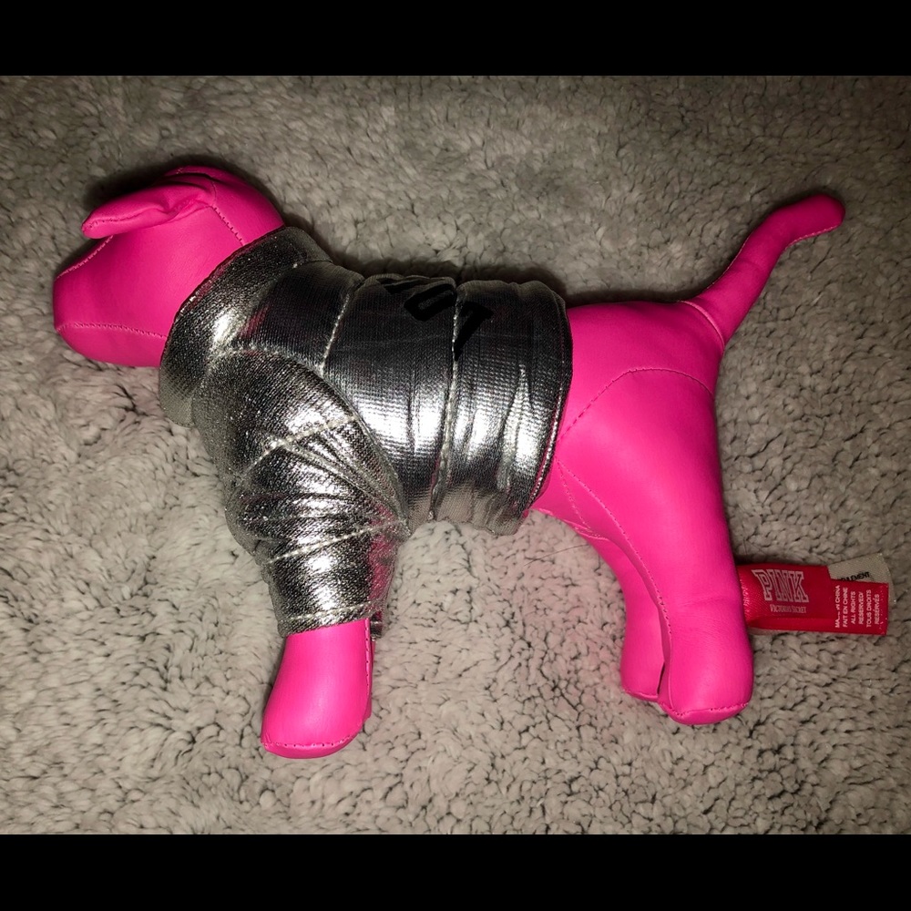 Victoria Secret PINK pink dog with silver jacket